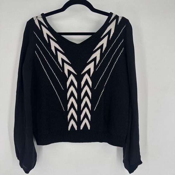 Anthropologie Black & White Addison Story V-neck Swester Size S Knit Basic - Picture 3 of 9